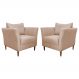 Kit 2 Poltronas Decorativa Sala de Estar Pés Palito Lubbock Couro Bege G58 - Gran Belo