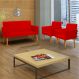 Kit Namoradeira + 2 Poltronas Decorativas Para Sala Nina Suede Vermelho Pé Castanho - Clique E Decore