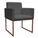 Poltrona Decorativa Base De Ferro Bronze Veludo Cinza - Montanaris Decor