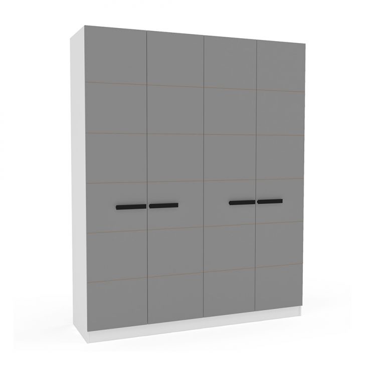 Guarda-roupa Casal Lisboa 4 Portas 4 Gavetas Branco E Cinza