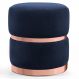 Puff Decorativo Com Cinto e Aro Rosê Round B-287 Veludo Marinho - Domi