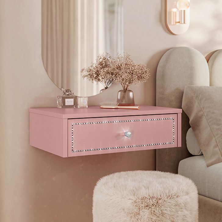 Penteadeira Suspensa Strass 1 Gaveta Rosê 50 cm