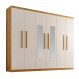 Guarda-Roupa Casal com Espelho Malibu 100% MDF 6 Portas 2 Gavetas Imbuia e Off White