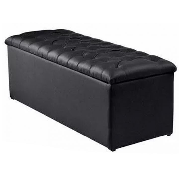 Calçadeira Recamier Baú Solteiro 90cm Sofia Napa Preto - DS Estofados