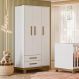Guarda-Roupa 3 Portas 2 Gavetas Luar Branco Acetinado
