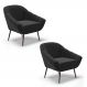 Kit 02 Poltronas Giovana Suede Preto Pés Palito de Ferro - D'Rossi