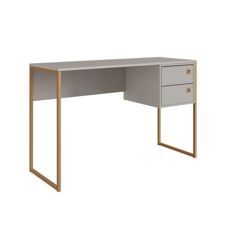 Escrivaninha Glam 2 Gavetas Arenas e Dourada