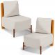 Kit 02 Poltronas Decorativas Sala de Estar Living Hungria L02 Couríssimo Whisky Linho Cru - Lyam