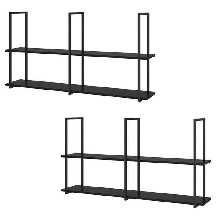 Kit 2 Prateleiras Decorativas Multiuso Grande Estilo Industrial Loft D09 Preto - Mpozenato