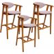 Kit 03 Banquetas Alta Para Cozinha Bancada Bar Sala de Jantar Fixa Cecília L02 Suede Rosê - Lyam