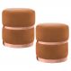 Kit 2 Puffs Decorativos Cinto e Aro Rosê Round B-262 Veludo Laranja - Domi