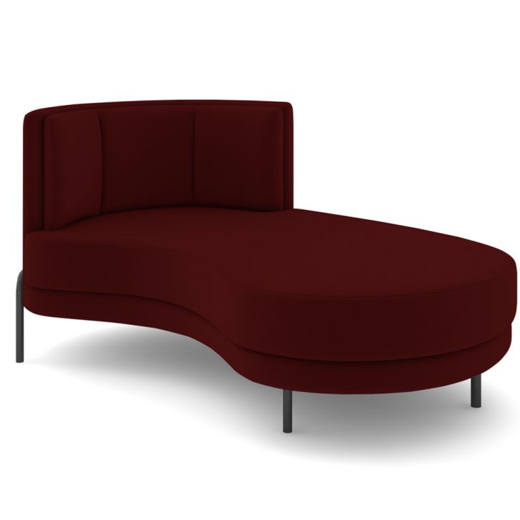 Chaise Longue Divã 164cm Braço Direito Logus D06 Veludo Vermelho - Mpozenato