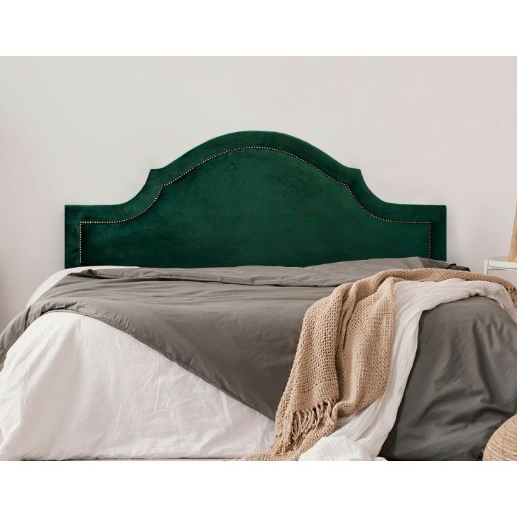 Cabeceira Casal Para Cama Box Provençal 140x60 Veludo Verde - Tachas Fumê