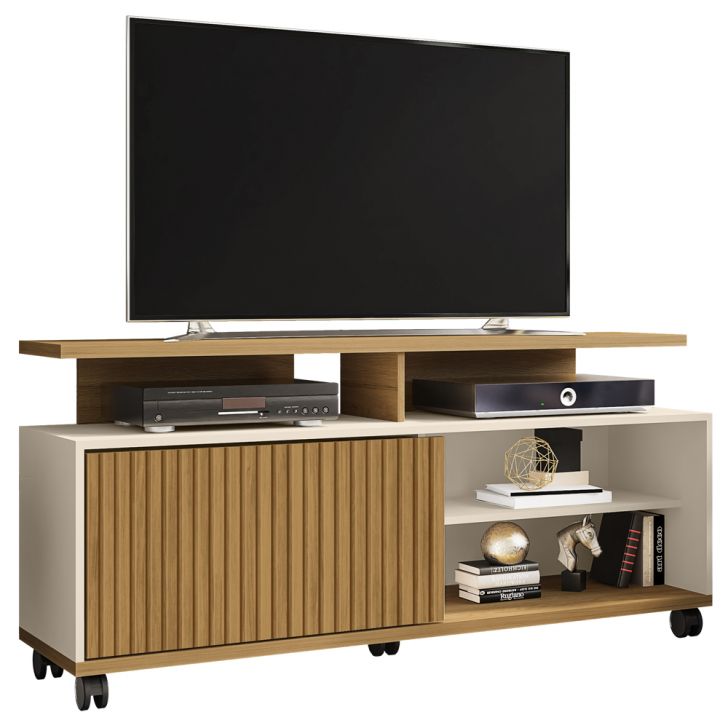 Rack Bancada Tv 52 Pol 136 cm Topazio Off White Cinamomo BECHARA