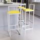 Jogo 4 Banqueta Alta Balcão Bistrô Industrial Branca Assento Estofado Amarelo