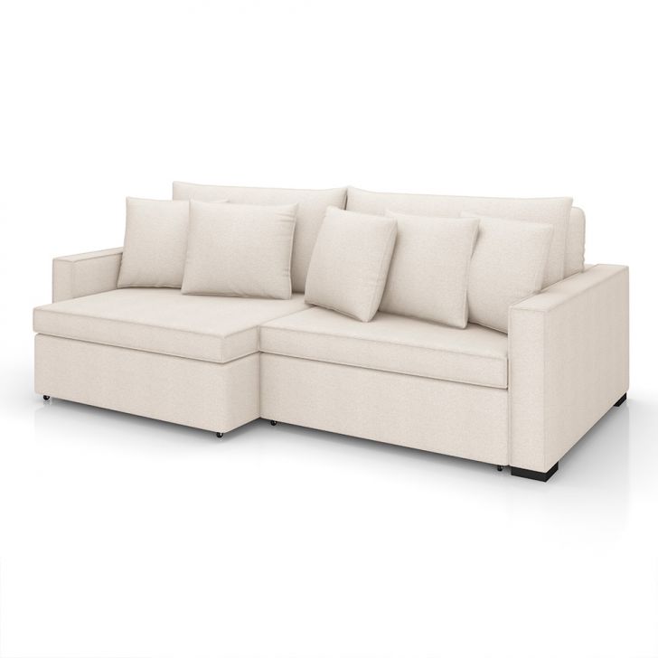 Image of Sofá 3 Lugares Retrátil E Reclinável Rivera Linho Bouclé Cru 205 Cm PLA-MO895UP21TTUMOB