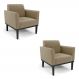 Kit 2 Poltronas Decorativas Isabella Pés Fixo em Madeira Preto Suede Nude G19 - Gran Belo