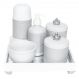 Kit Higiene Espelho Completo Porcelanas, Garrafa Pequena e Capa Coroa Prata Quarto Bebê Unissex