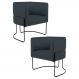Kit 2 Poltronas Decorativas Base Aço Betina D-465 Linho Chumbo - Domi