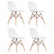 Conjunto com 4 Cadeiras Charles Eames Branco