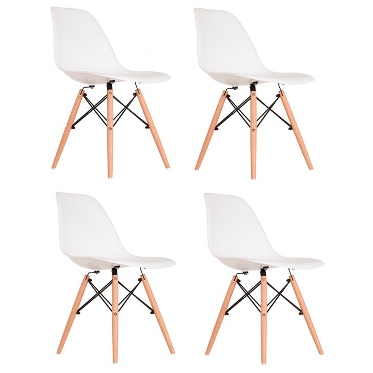 Conjunto com 4 Cadeiras Charles Eames Branco