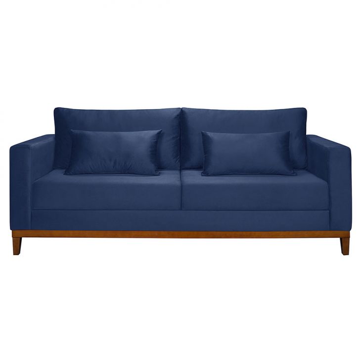 Sofá 3 Lugares Bahamas Suede Azul 200 Cm