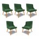 Kit 5 Cadeiras Decorativas Sala de Jantar Pés Palito de Madeira Firenze Veludo Verde/Natural G19 - Gran Belo