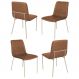 Conjunto 4 Cadeiras Malu Couro Marrom Metal Champanhe