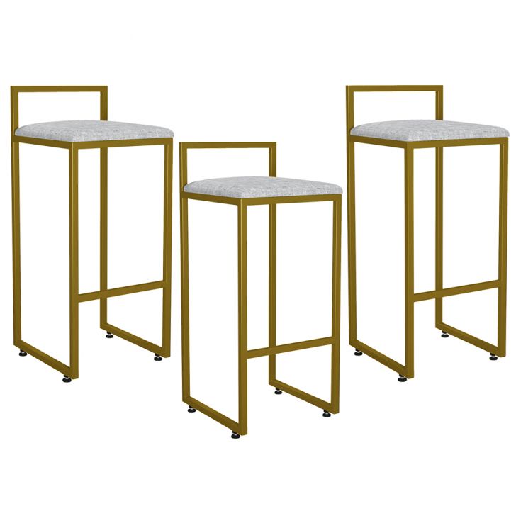 Kit 03 Banquetas Altas Para Cozinha Sala De Jantar Hanna L02 Dourado Linho Cinza - Lyam Decor