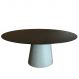 Mesa De Jantar Cone Oval 244x137 Cm Base Cimento Queimado Tampo Laqueado Preto