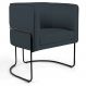 Poltrona Decorativa Fixa Base de Aço Preto Betina D02 Linho Chumbo D-465 - Lyam Decor