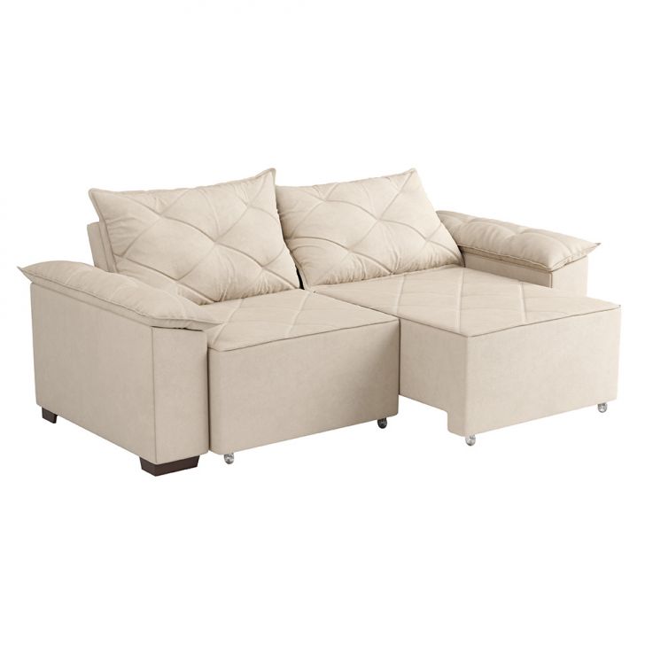 Image of Sofá 3 Lugares Retrátil E Reclinável Napoles Suede Bege PLA-MO489UP21JOWMOB