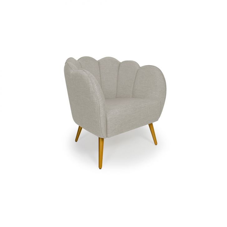 Poltrona Ariel Pé Palito Linho Aveia E Bronze