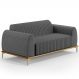 Sofá 3 Lugares Para Sala de Estar Molino 180 cm D02 Pés D'Ouro Linho Cinza Escuro C-416 - Lyam Decor