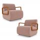Kit 2 Poltronas Decorativa Sala de Estar Odessa Braços em Madeira Veludo Rosê G33 - Gran Belo