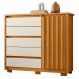 Cômoda Sapateira Quarto Duetto 05 gavetas e 1 Porta Ripada Cinamomo/Off White