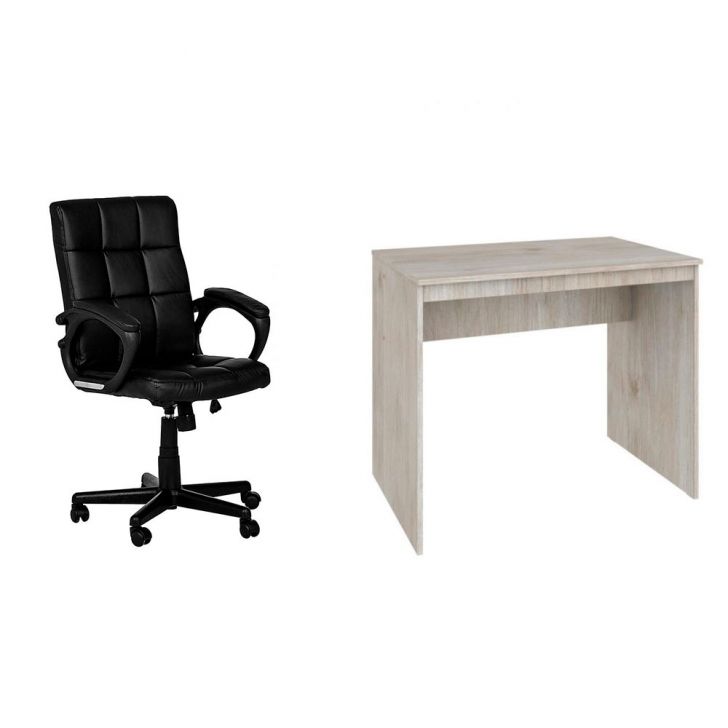 Conjunto de Mesa Office Snow com Cadeira de Escritório Diretor Giratória Charles Preta