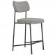 Banqueta Baixa Bar Cozinha Sala De Jantar Preto Elira L02 Linho Cinza Escuro - Lyam Decor