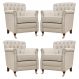 Kit 04 Poltronas Decorativas Sala de Estar Níger Pés Príncipe Couro Off White G58 - Gran Belo