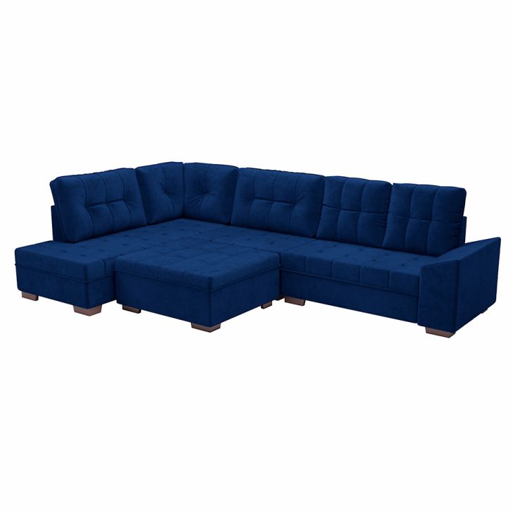 Image of Sofá De Canto Leblon Veludo Azul PLA-MO895UP11RQMMOB