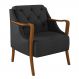 Poltrona Decorativa Braços em Madeira Hand PU Preto G45 - Gran Belo