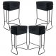 Kit 04 Banquetas Decorativas Fixa Base de Aço Preto Betina D02 Corano Preto C-05 - Lyam Decor