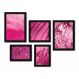 Kit Com 5 Quadros Decorativos - Rosa Urbano Abstrato - 101kq01p