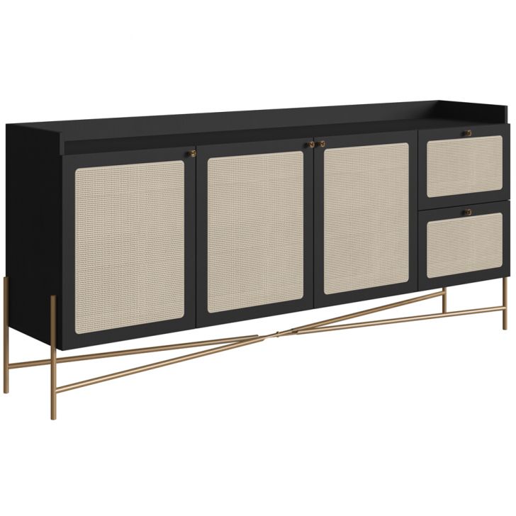 Aparador Balcao Buffet 183 Cm Pes Metal 28935 Oslo Nero Artesano