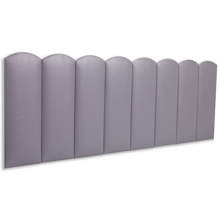 Cabeceira Queen Estofada Para Cama Box Kit 8 Placas Adesivas - Modelo Nuvem Courino Cinza