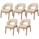 Kit 05 Cadeiras de Jantar e Estar Living Estofada Lince L02 Linho Bege Escuro - Lyam Decor