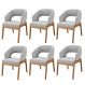 Kit 06 Cadeiras de Jantar e Estar Living Estofada Lince L02 Bouclê Cinza - Lyam Decor