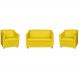 Kit 01 Namoradeira mais 02 Poltrona Decorativa Tilla Pés Cromados Suede Amarelo - DS Estofados