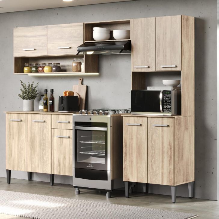 Armário Cozinha Compacta Arizona Essence Carraro - Carvalho