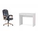 Conjunto de Mesa Mendes Branca 2 GV com Cadeira de Escritório Presidente Giratória com Relax Clark Preta e Dourada